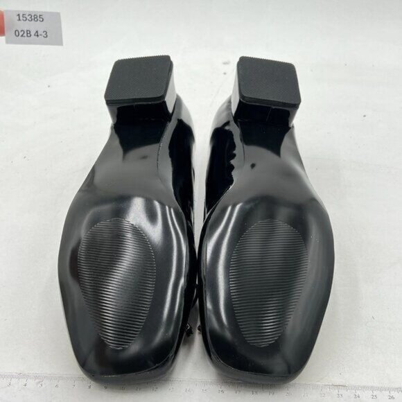 Milooey Black Women's Square Toe Pumps Classic Chunky Block Low Heels Bow - Picture 7 of 8